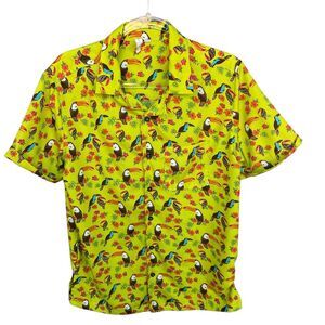 Unbranded Shirt Mens Small Button Up Multicolor Toucan Bird Chartreuse